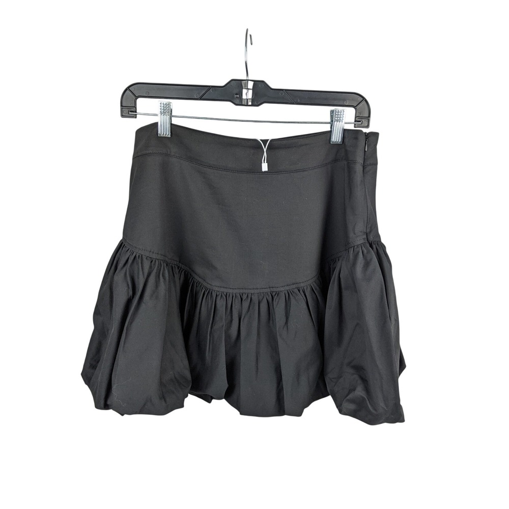 Urban Revivo Black Bubble Hem Mini Skirt Size 10 Cotton Blend Puffy Skater New